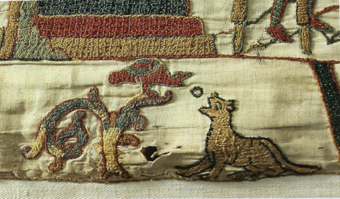 Aesop's fabel 'The Fox and the Crow' depicted on the Bayeux Tapestry.  (Foto: Wikimedia)