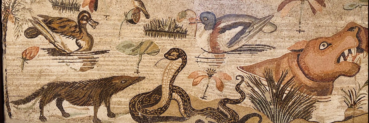Roman mosaic of a Nilotic scene with a menagerie of animals